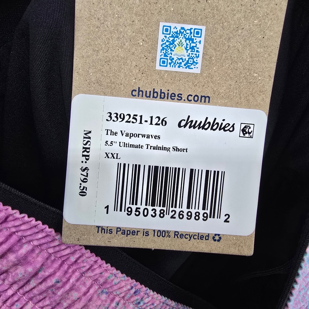Chubbies The Vaporwaves Training Shorts Mens XXL Pink Purple 5.5" 2-in-1 Lined - Picture 7 of 10